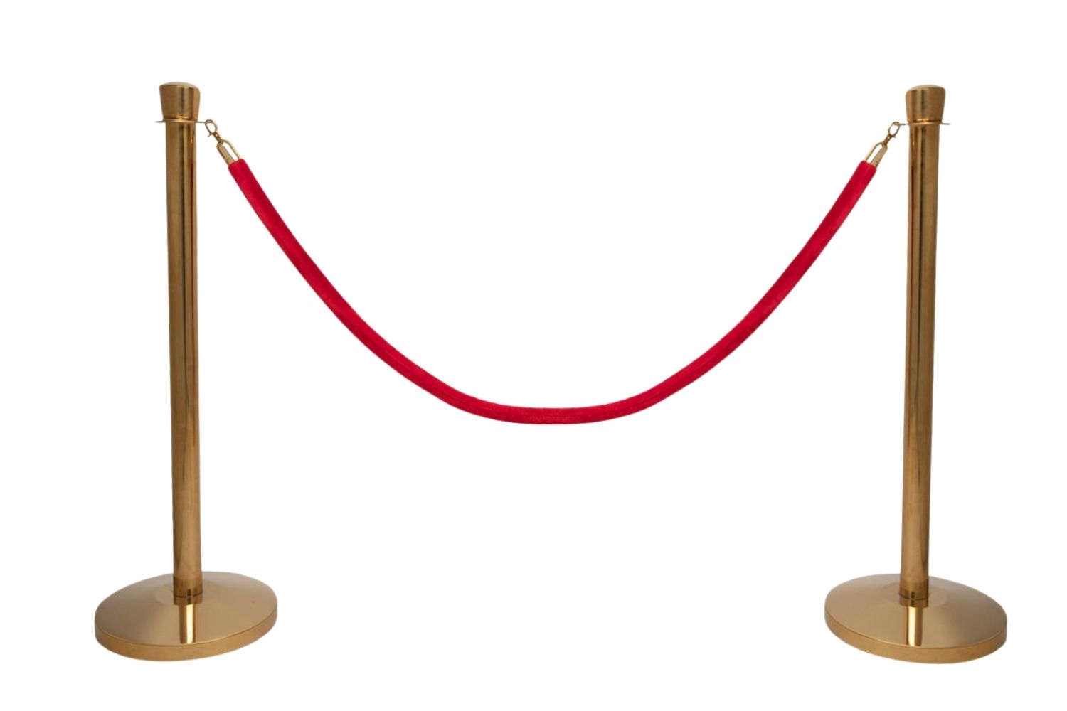Set Absperrpfosten mit Seil | Messing - Ovaler Kopf - Rot