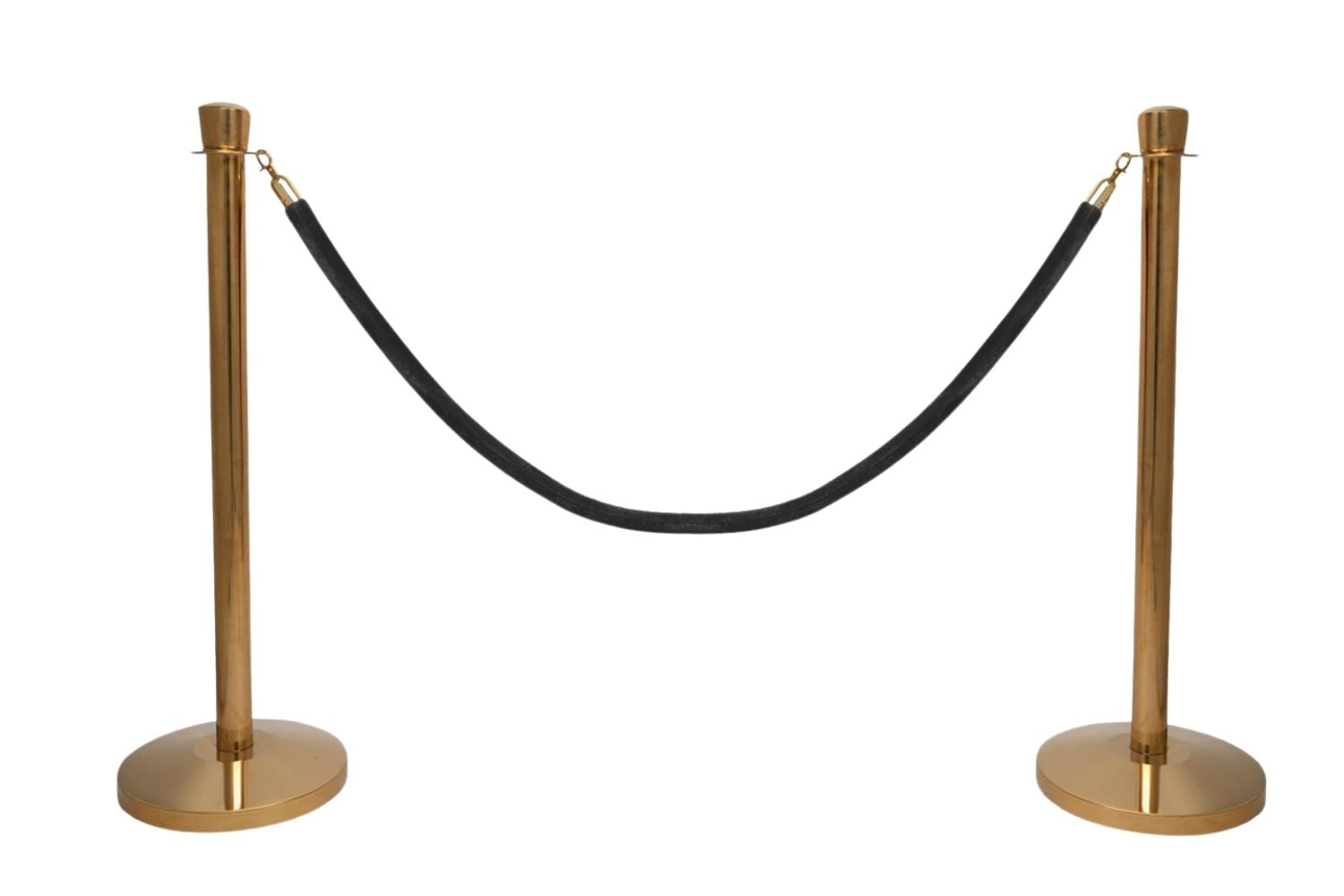 Set Absperrpfosten mit Seil | Messing - Ovaler Kopf - Schwarz