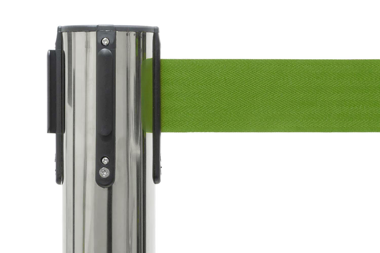 Absperrpfosten mit Gurtband | Chrom - Apfelgrün | Rote Teppiche