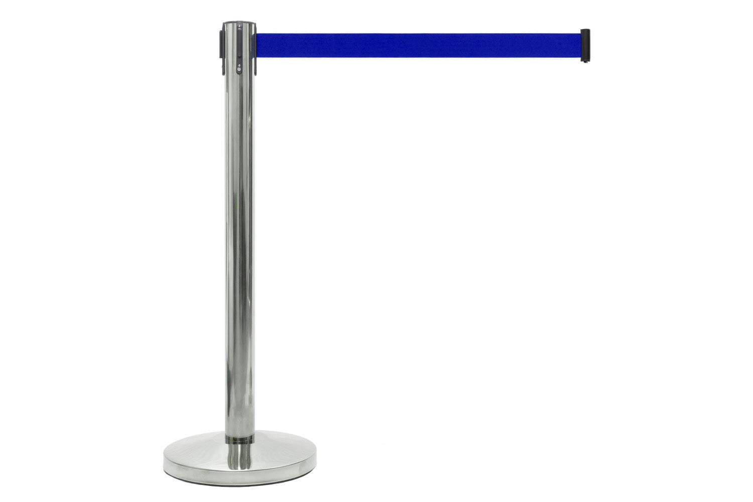Absperrpfosten mit Gurtband | Chrom - Dunkelblau | Rote Teppiche