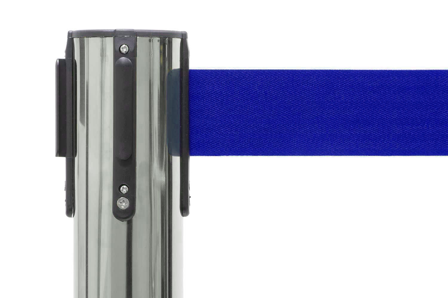 Absperrpfosten mit Gurtband | Chrom - Dunkelblau | Rote Teppiche