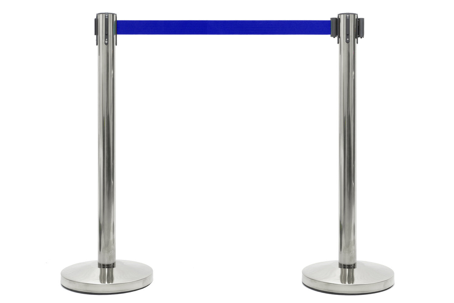 Absperrpfosten mit Gurtband | Chrom - Dunkelblau | Rote Teppiche