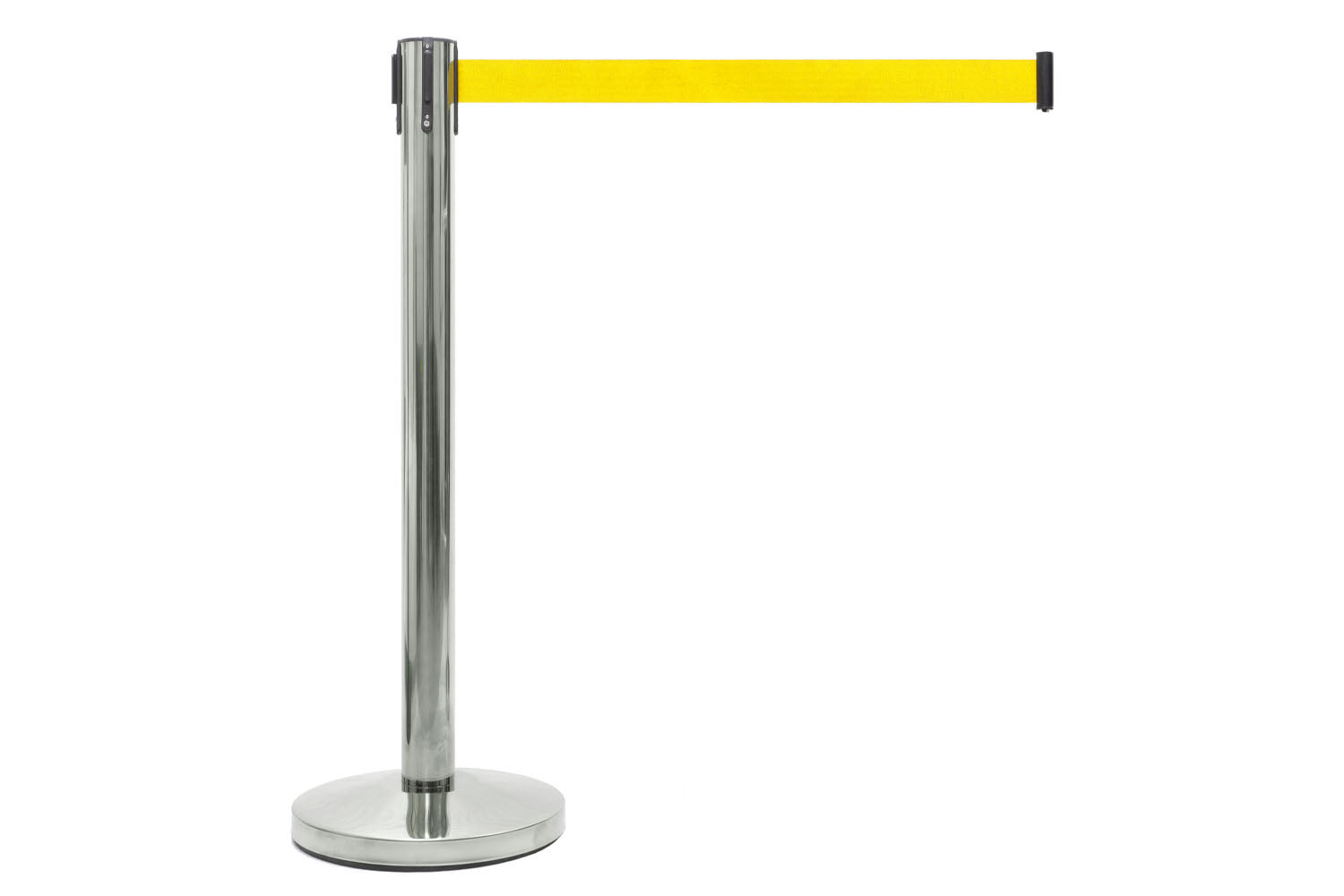 Absperrpfosten mit Gurtband | Chrom - Gelb | Rote Teppiche