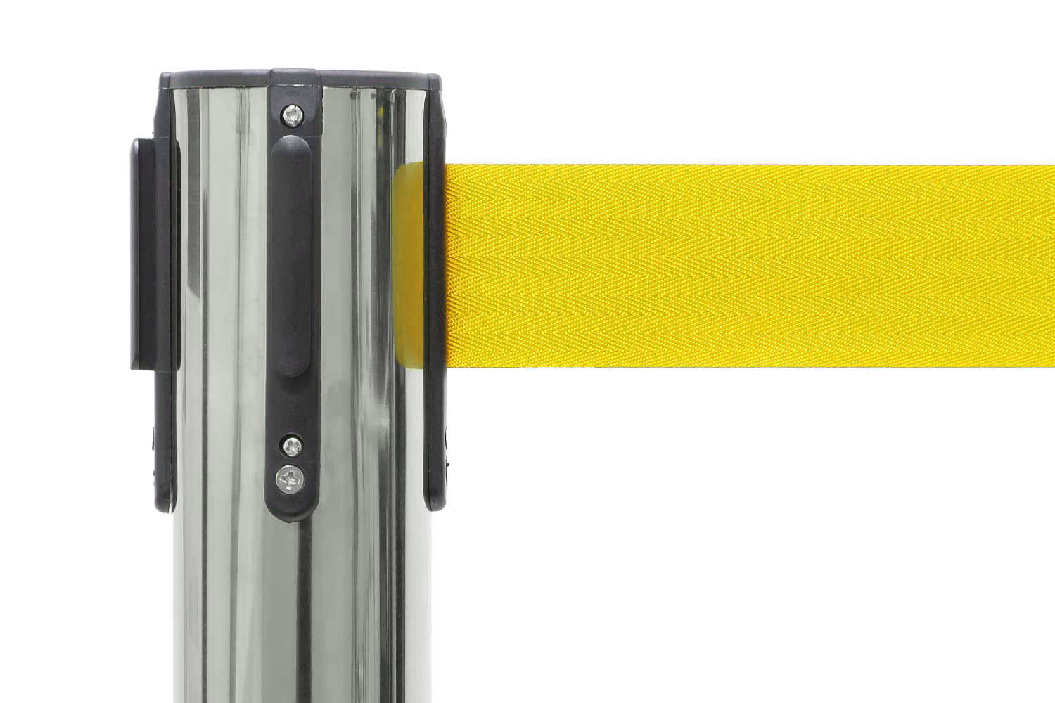 Absperrpfosten mit Gurtband | Chrom - Gelb | Rote Teppiche