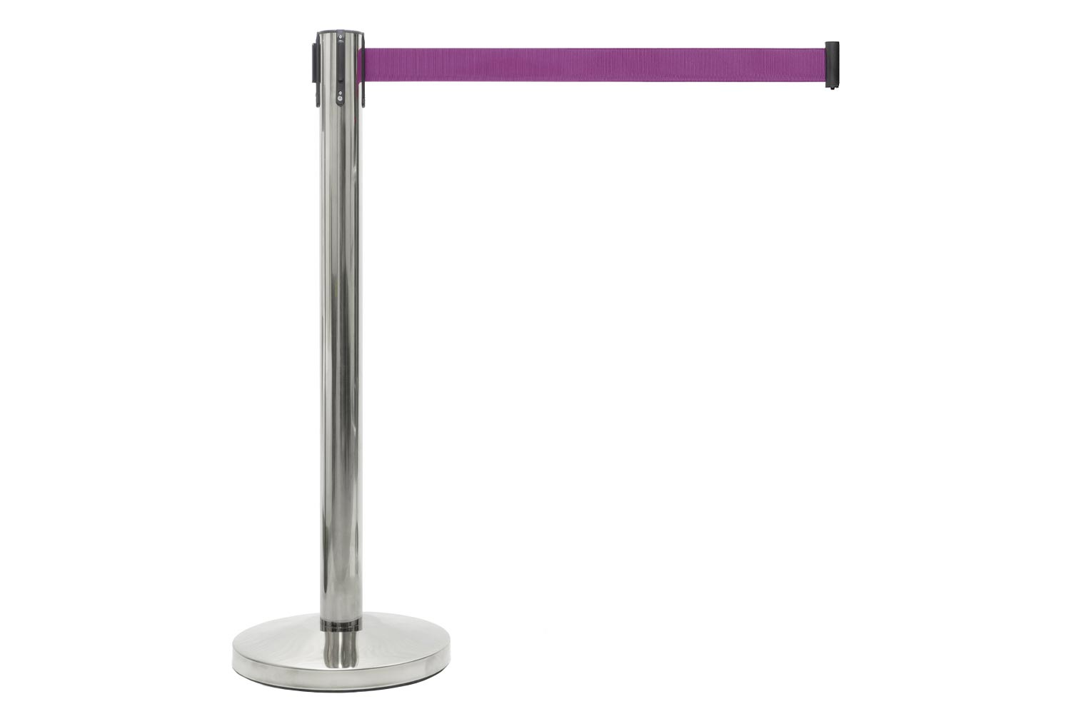 Absperrpfosten mit Gurtband | Chrom - Lila | Rote Teppiche