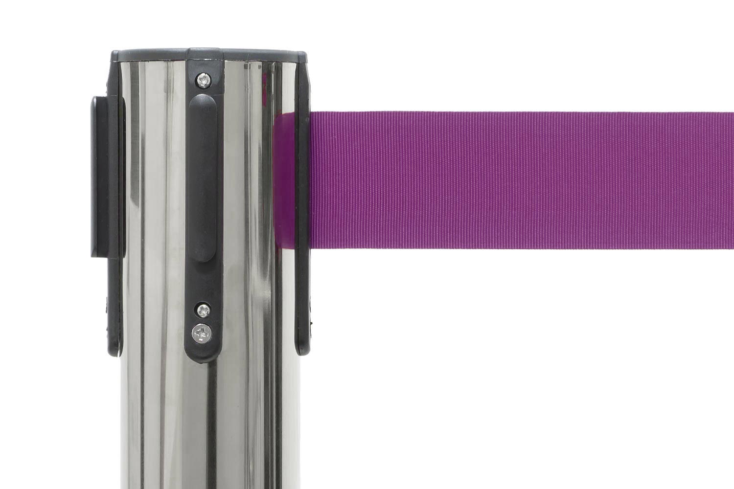Absperrpfosten mit Gurtband | Chrom - Lila | Rote Teppiche