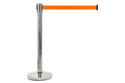 Absperrpfosten mit Gurtband | Chrom - Orange | Rote Teppiche