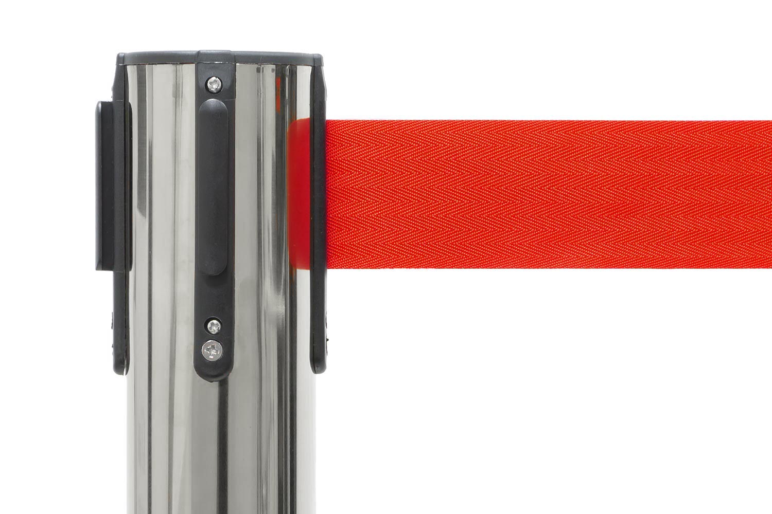 Absperrpfosten mit Gurtband | Chrom - Rot | Rote Teppiche