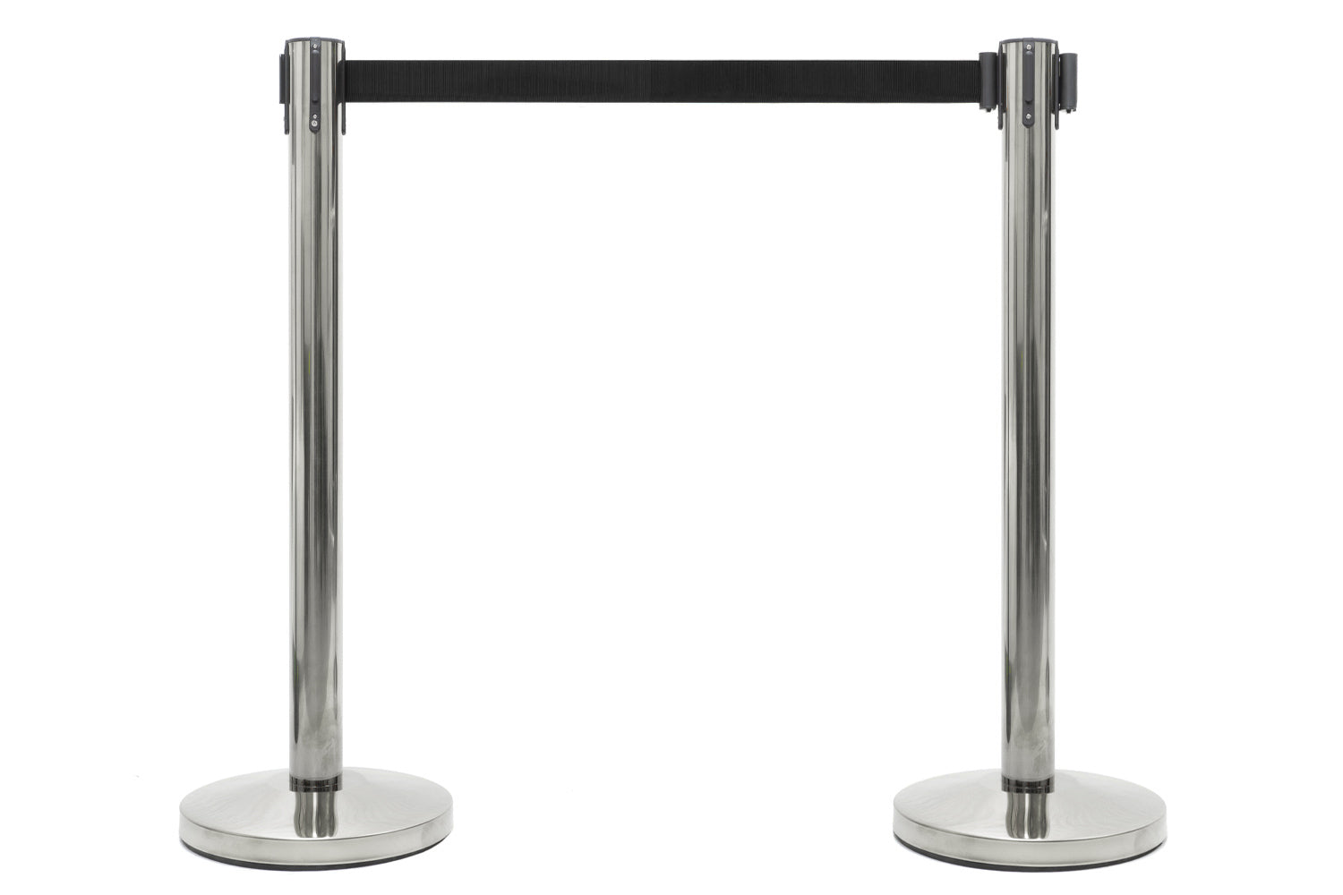 Absperrpfosten mit Gurtband | Chrom - Schwarz | Rote Teppiche