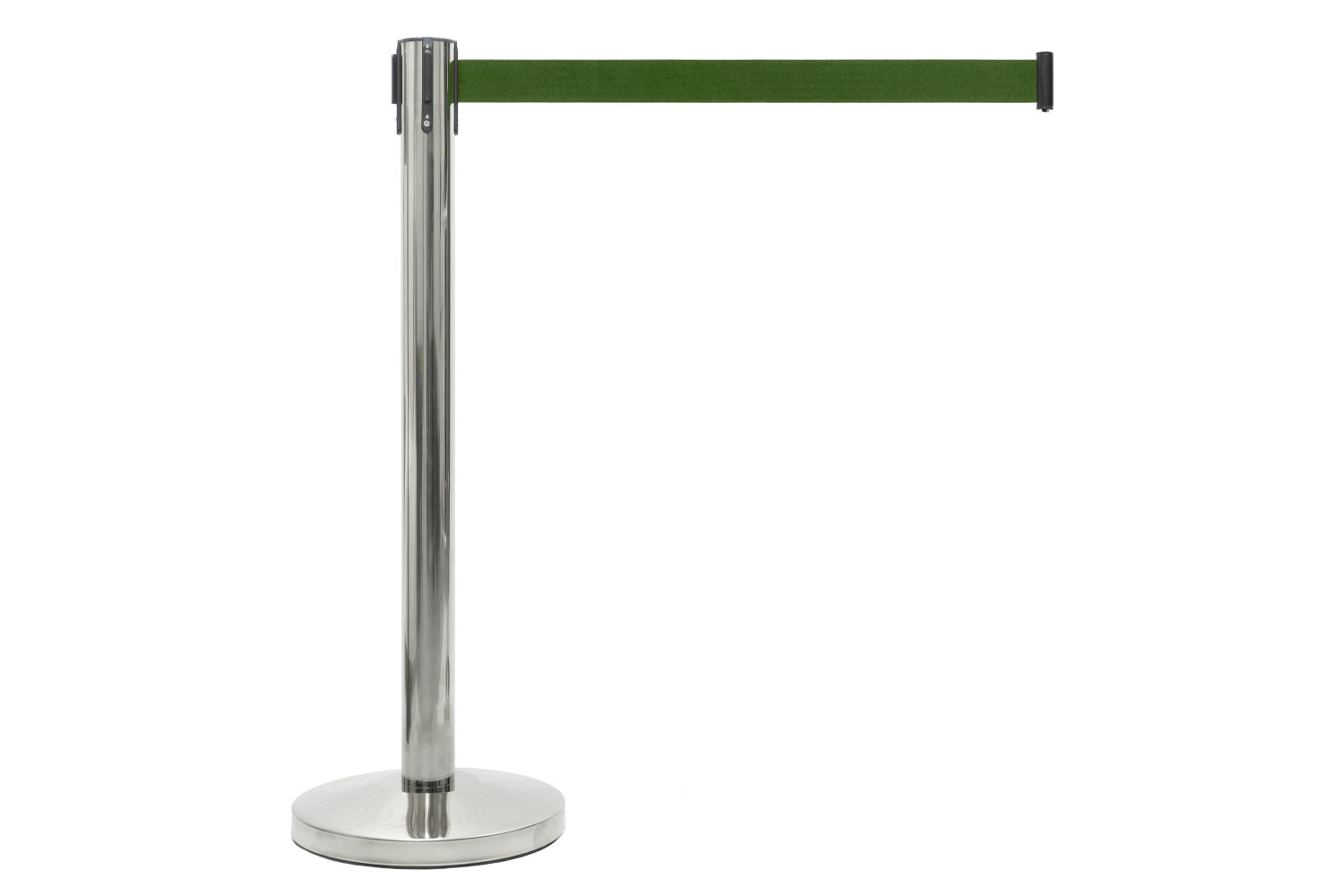 Absperrpfosten mit Gurtband | Chrom - Tannengrün | Rote Teppiche