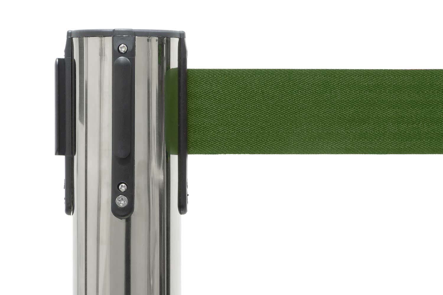 Absperrpfosten mit Gurtband | Chrom - Tannengrün | Rote Teppiche