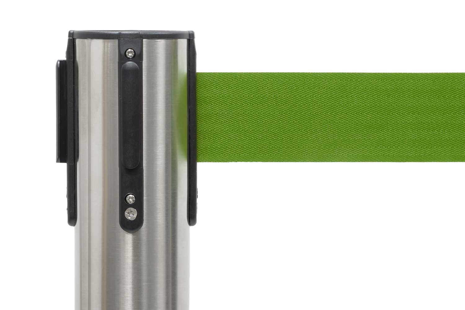 Absperrpfosten mit Gurtband | Gebürstetes Chrom - Apfelgrün | Rote Teppiche