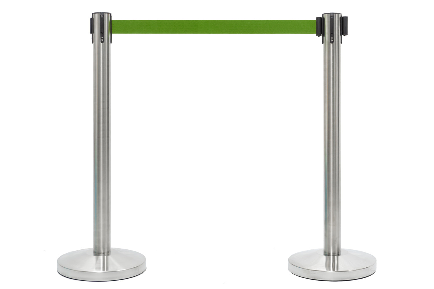 Absperrpfosten mit Gurtband | Gebürstetes Chrom - Apfelgrün | Rote Teppiche