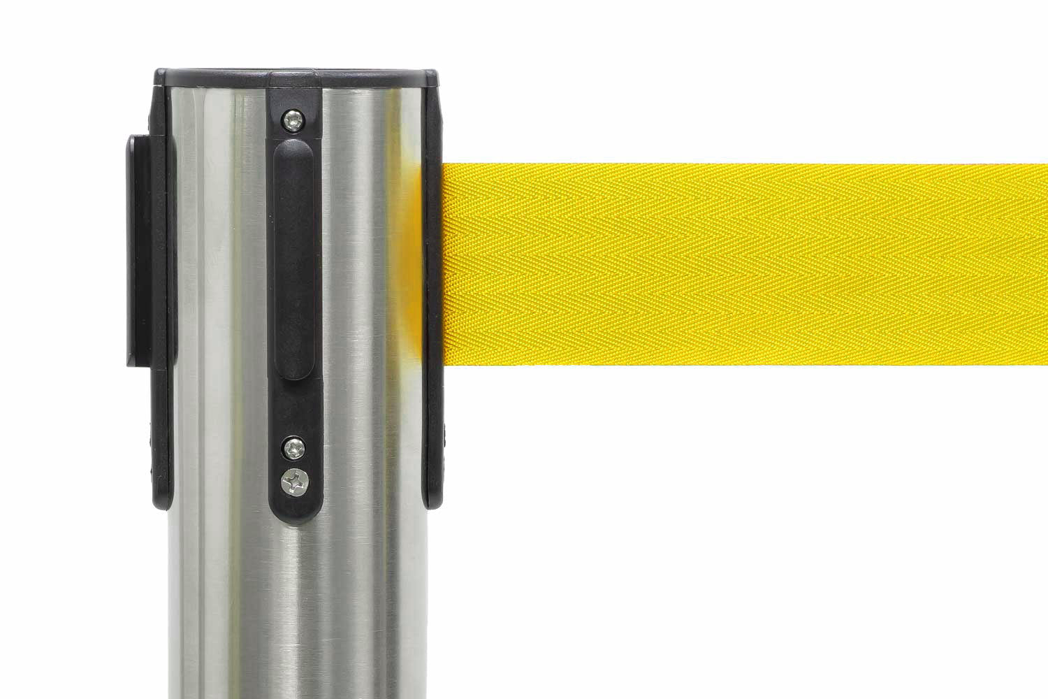 Absperrpfosten mit Gurtband | Gebürstetes Chrom - Gelb | Rote Teppiche