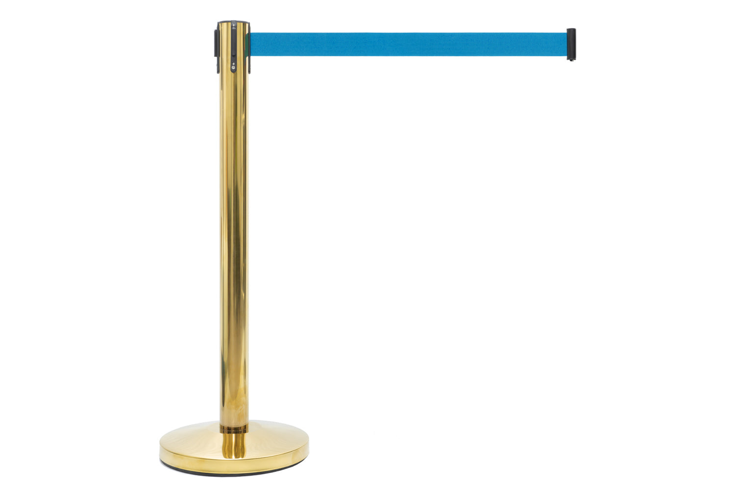 Absperrpfosten mit Gurtband | Messing - Hellblau | Rote Teppiche