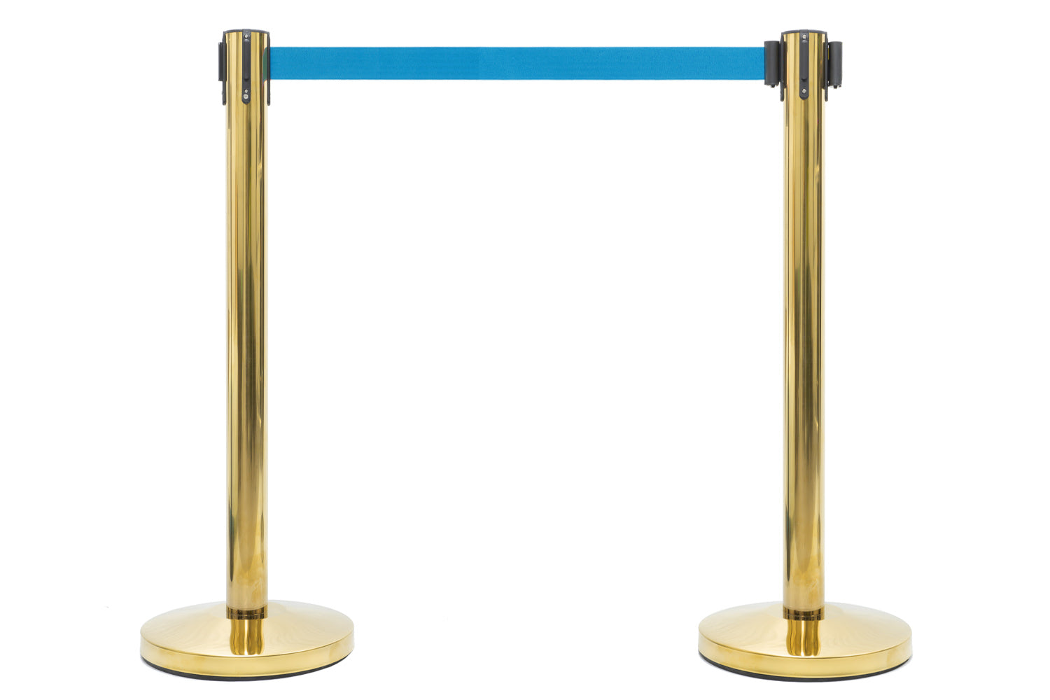 Absperrpfosten mit Gurtband | Messing - Hellblau | Rote Teppiche