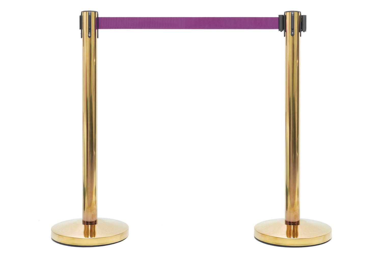 Absperrpfosten mit Gurtband | Messing - Lila | Rote Teppiche