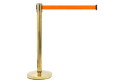 Absperrpfosten mit Gurtband | Messing - Orange | Rote Teppiche
