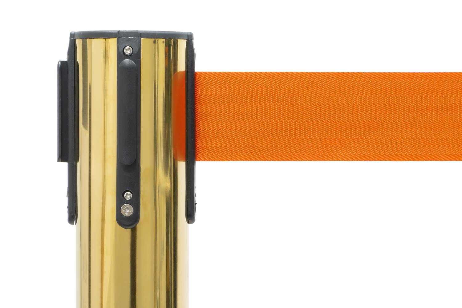 Absperrpfosten mit Gurtband | Messing - Orange | Rote Teppiche