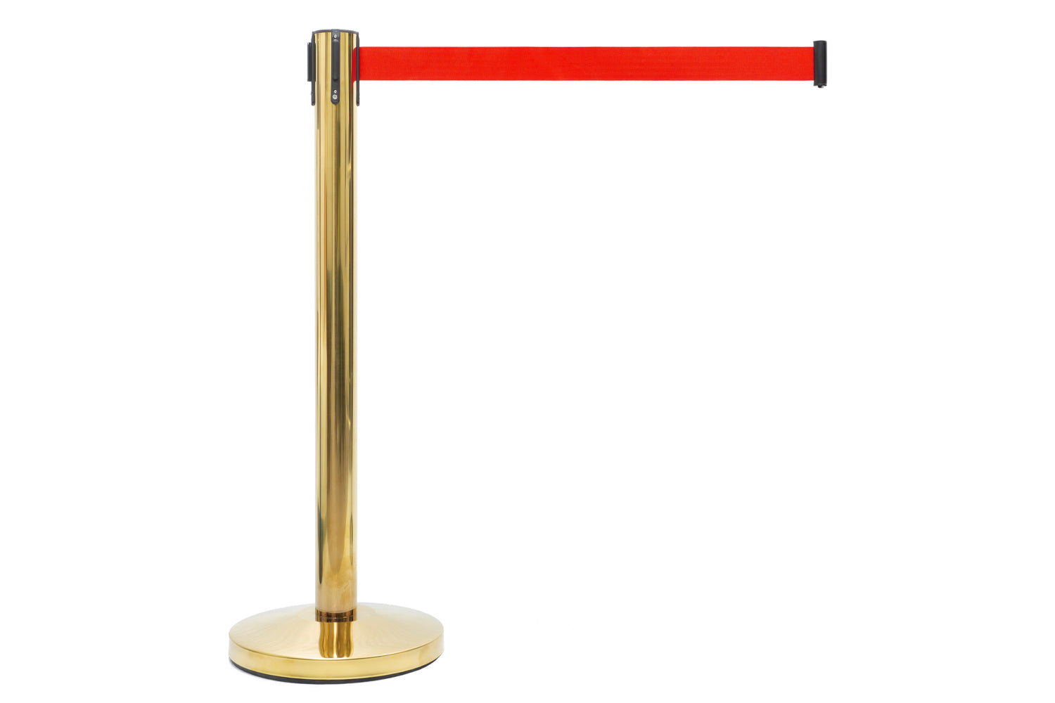 Absperrpfosten mit Gurtband | Messing - Rot | Rote Teppiche