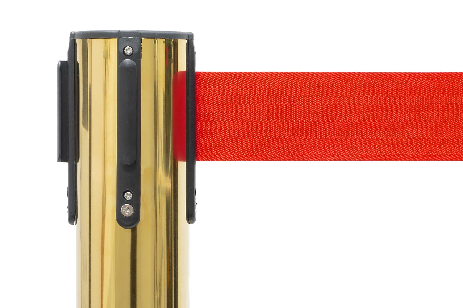 Absperrpfosten mit Gurtband | Messing - Rot | Rote Teppiche