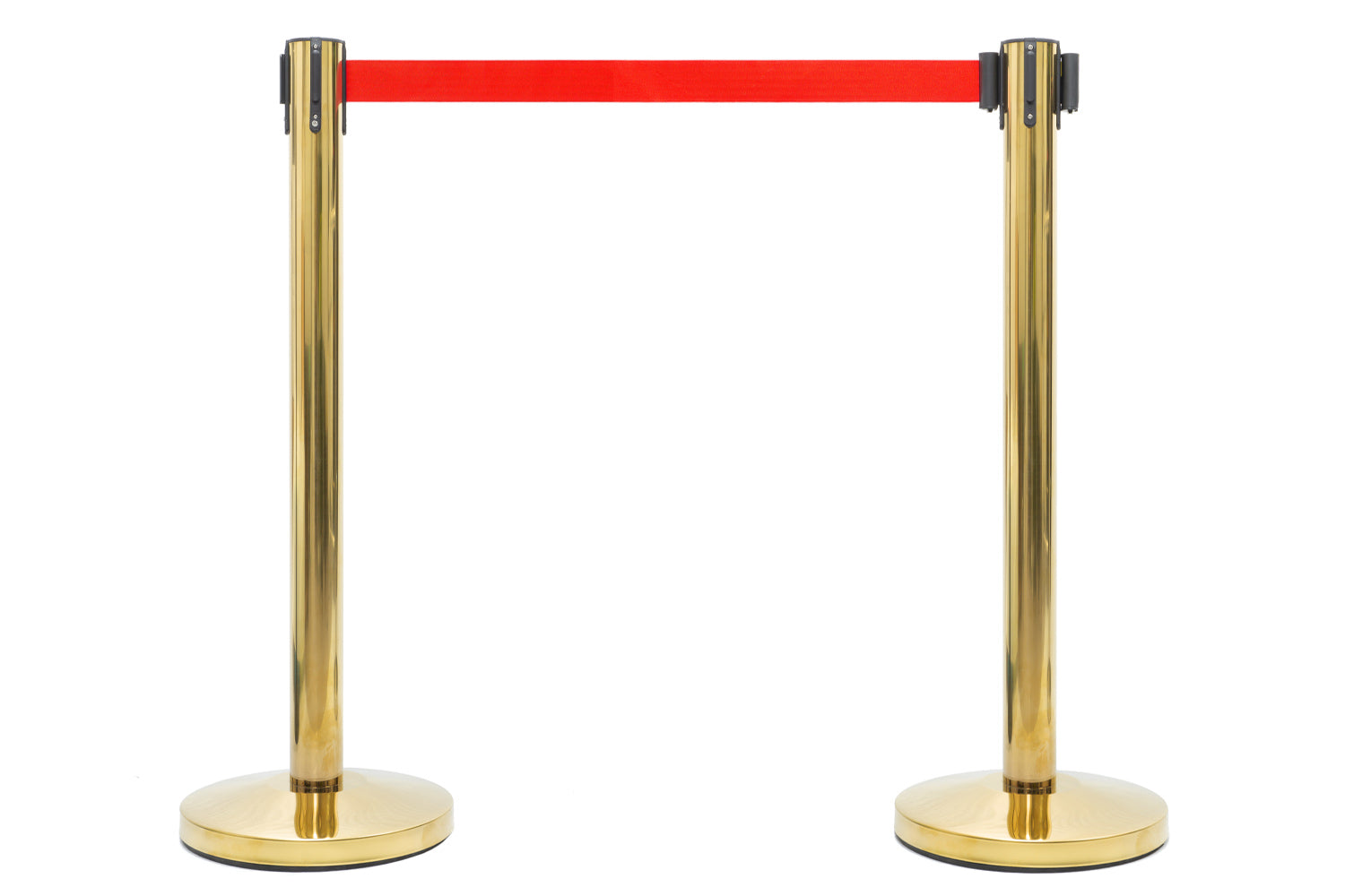 Absperrpfosten mit Gurtband | Messing - Rot | Rote Teppiche