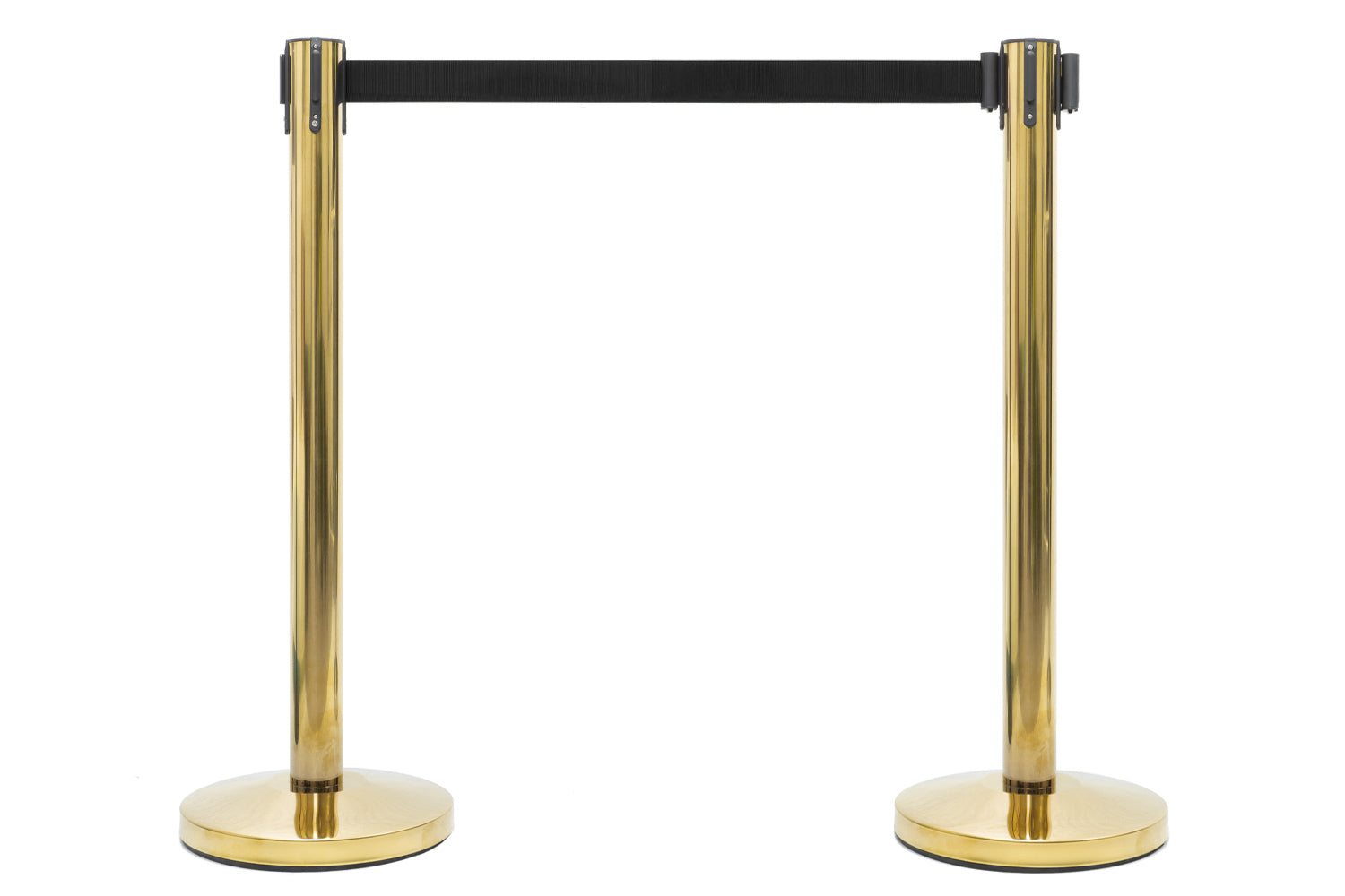 Absperrpfosten mit Gurtband | Messing - Schwarz | Rote Teppiche