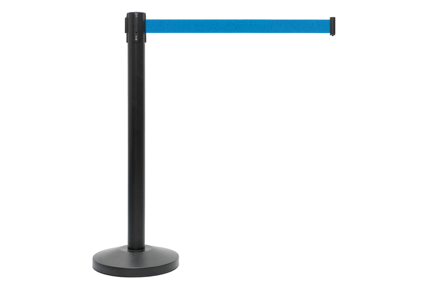 Absperrpfosten mit Gurtband | Schwarz - Hellblau | Rote Teppiche