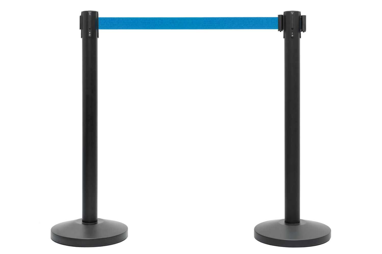 Absperrpfosten mit Gurtband | Schwarz - Hellblau | Rote Teppiche