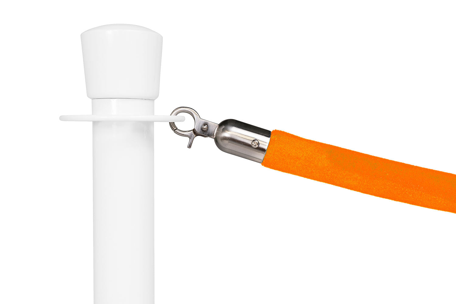 Absperrseil Velours | Orange - Gebürstet Chrom | Rote Teppiche