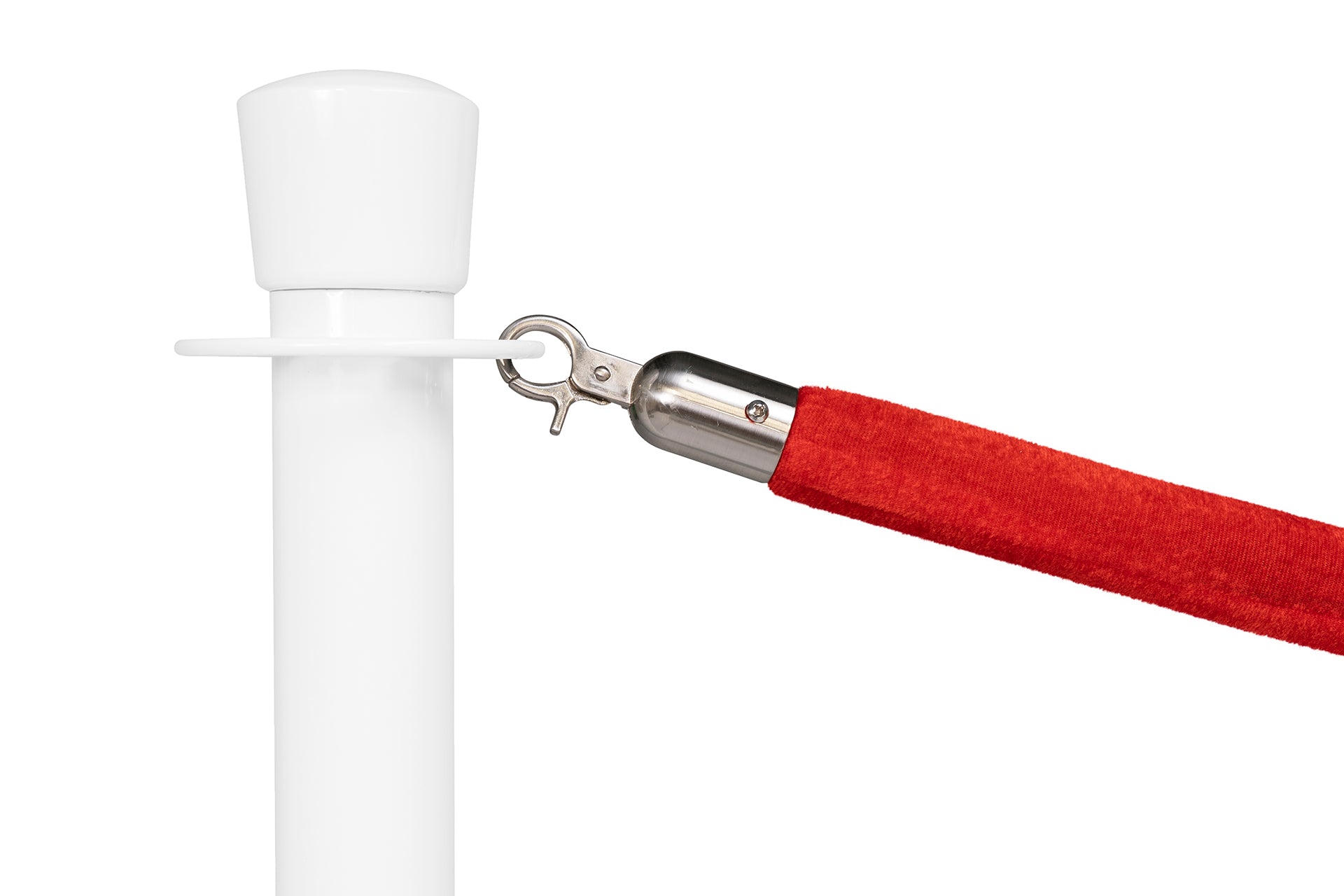 Absperrseil Velours | Rot  - Gebürstet Chrom | Rote Teppiche