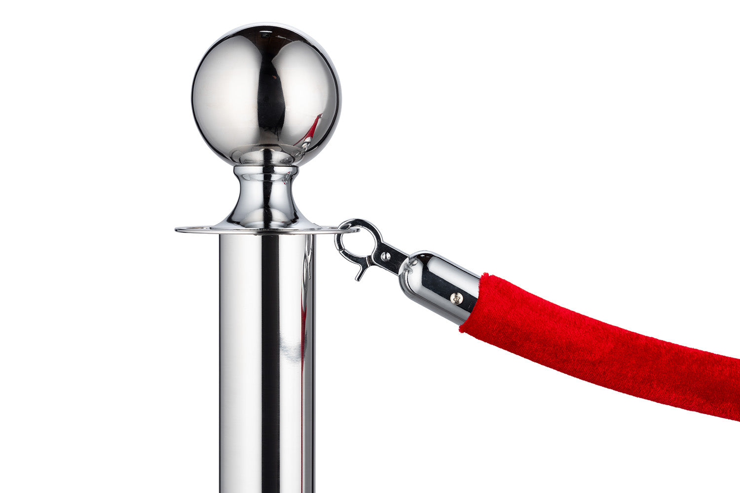 ForFlows Gala Absperrpfosten | Kugelkopf - Chrom | Rote Teppiche