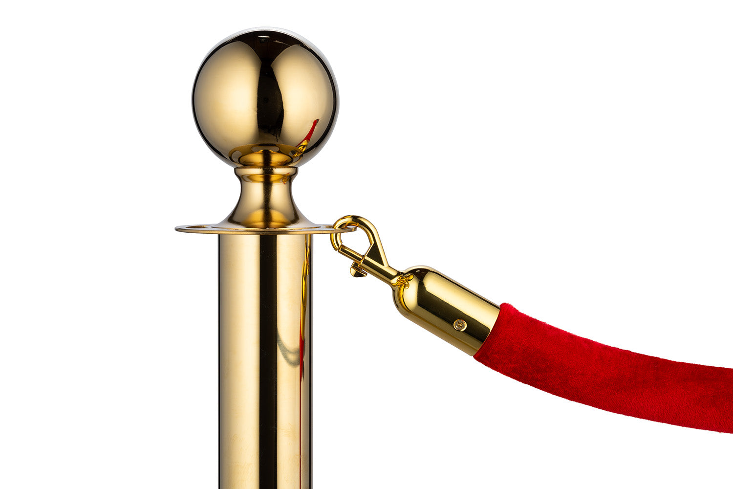 ForFlows Gala Absperrpfosten | Kugelkopf - Messing | Rote Teppiche