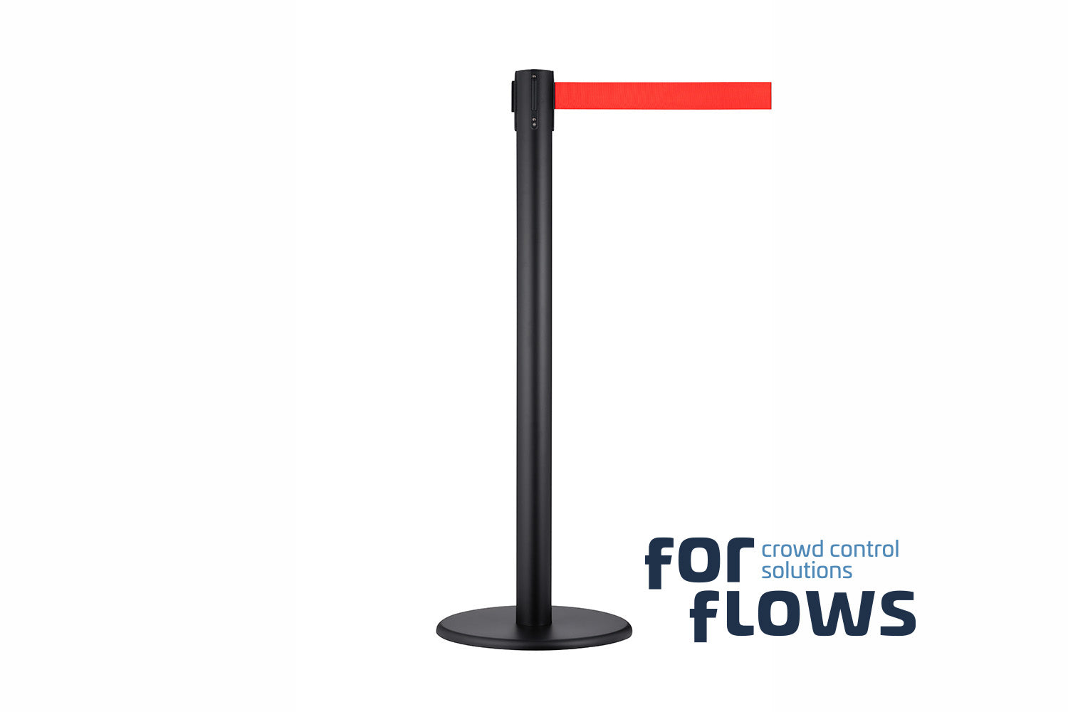 ForFlows Solid Absperrpfosten | Schwarz - Gurtband Rot