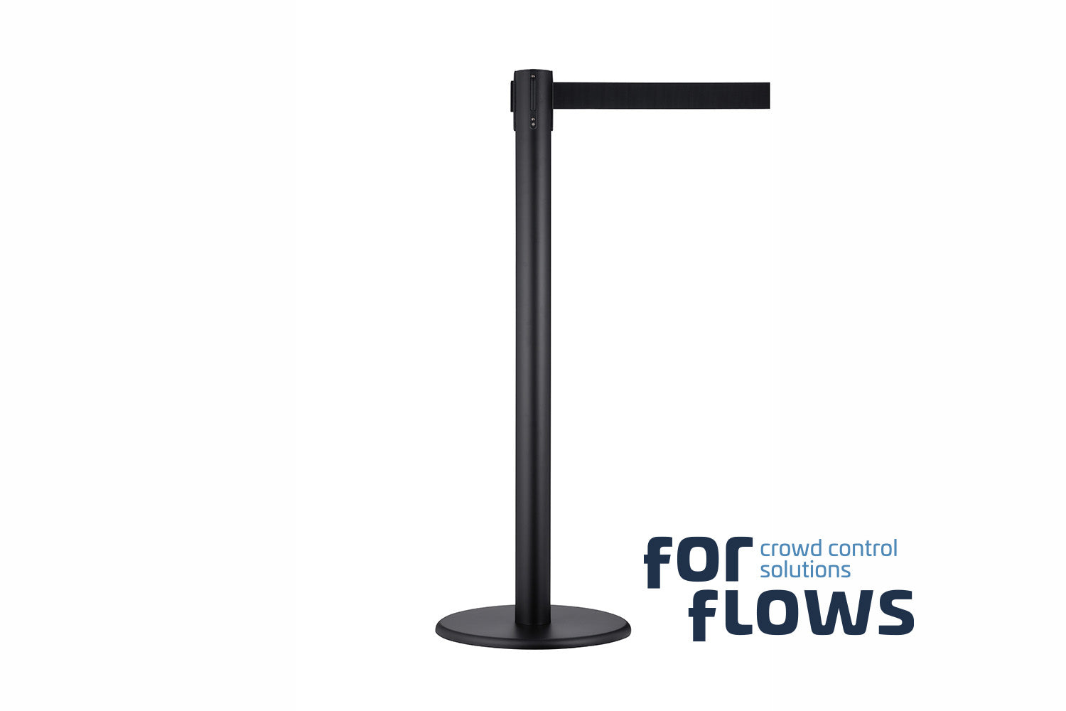 ForFlows Solid Absperrpfosten | Schwarz - Gurtband Schwarz