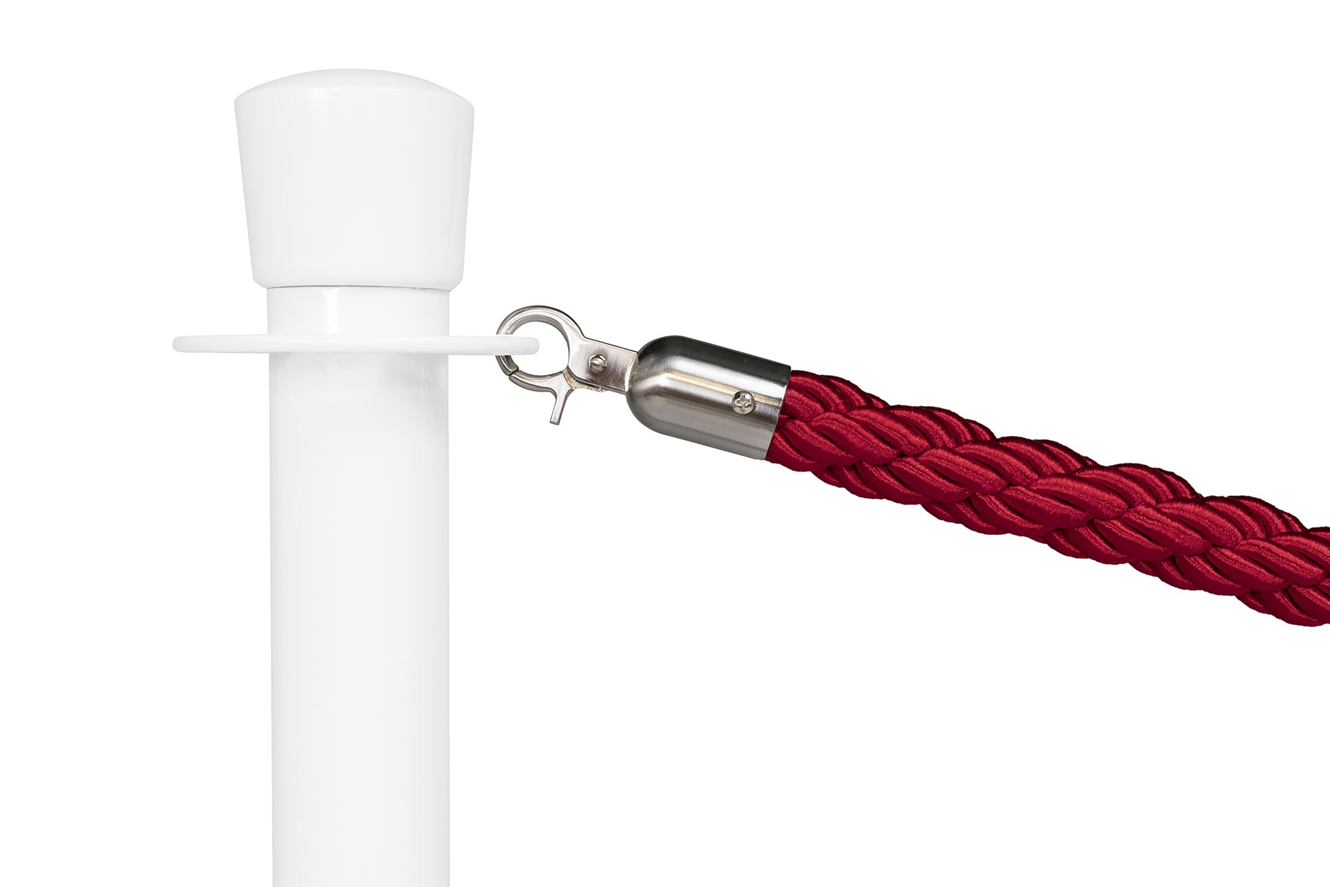 Gedrehtes Absperrseil | Bordeaux - Gebürstet Chrom | Rote Teppiche