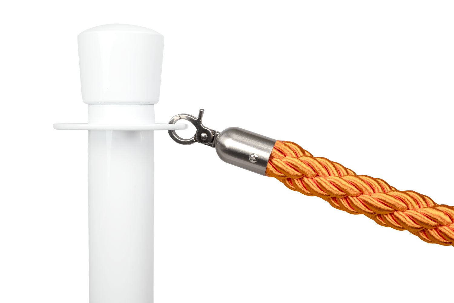 Gedrehtes Absperrseil | Orange - Gebürstet Chrom | Rote Teppiche