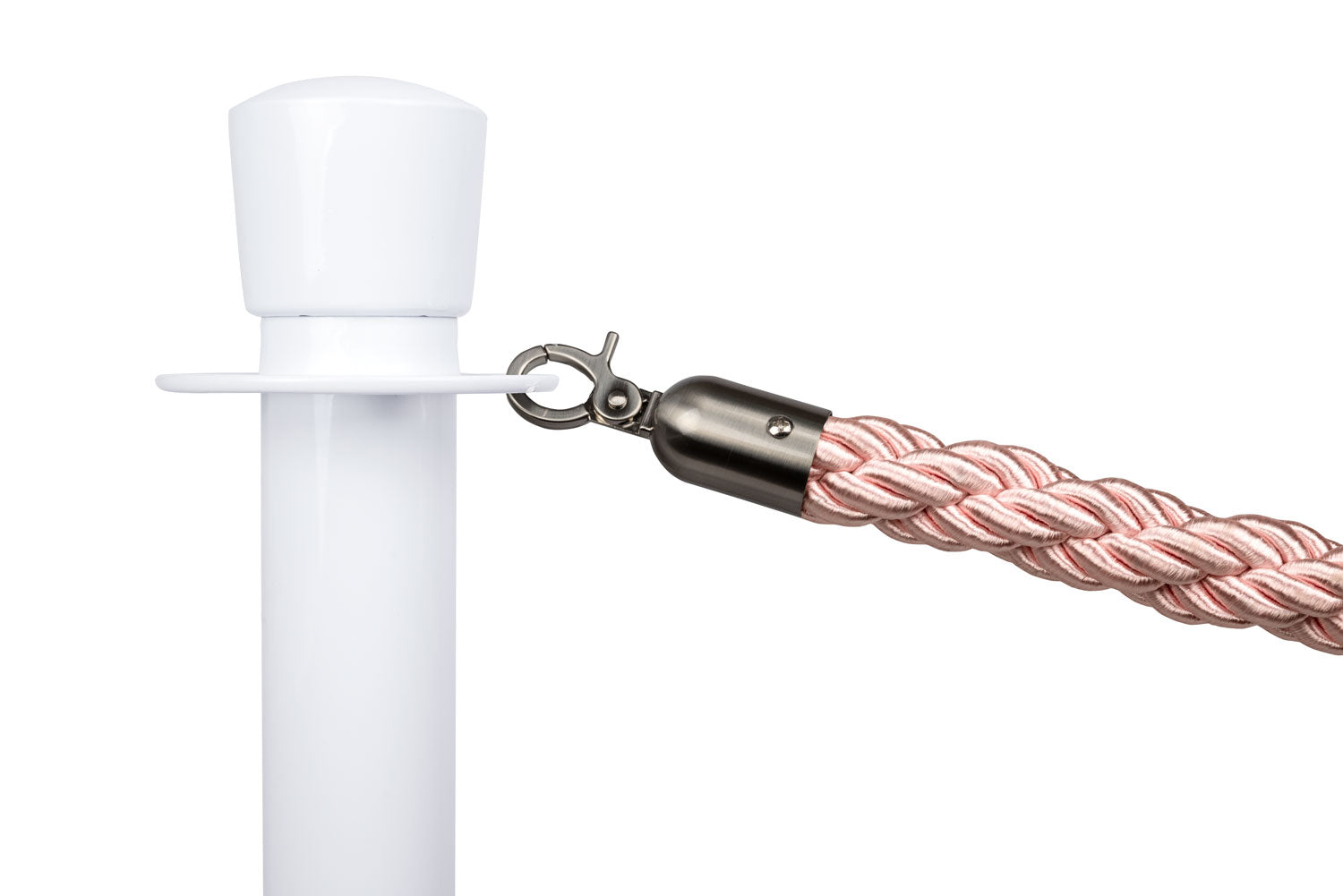 Gedrehtes Absperrseil | Rosa - Gebürstet Chrom | Rote Teppiche