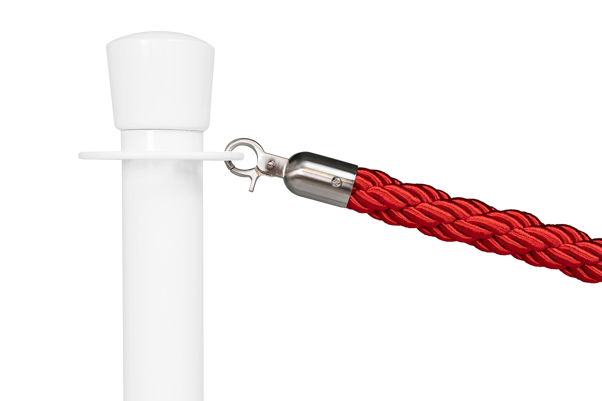 Gedrehtes Absperrseil | Rot - Gebürstet Chrom | Rote Teppiche