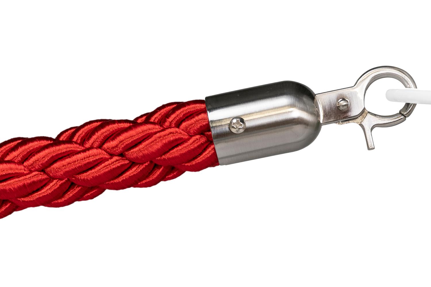 Gedrehtes Absperrseil | Rot - Gebürstet Chrom | Rote Teppiche