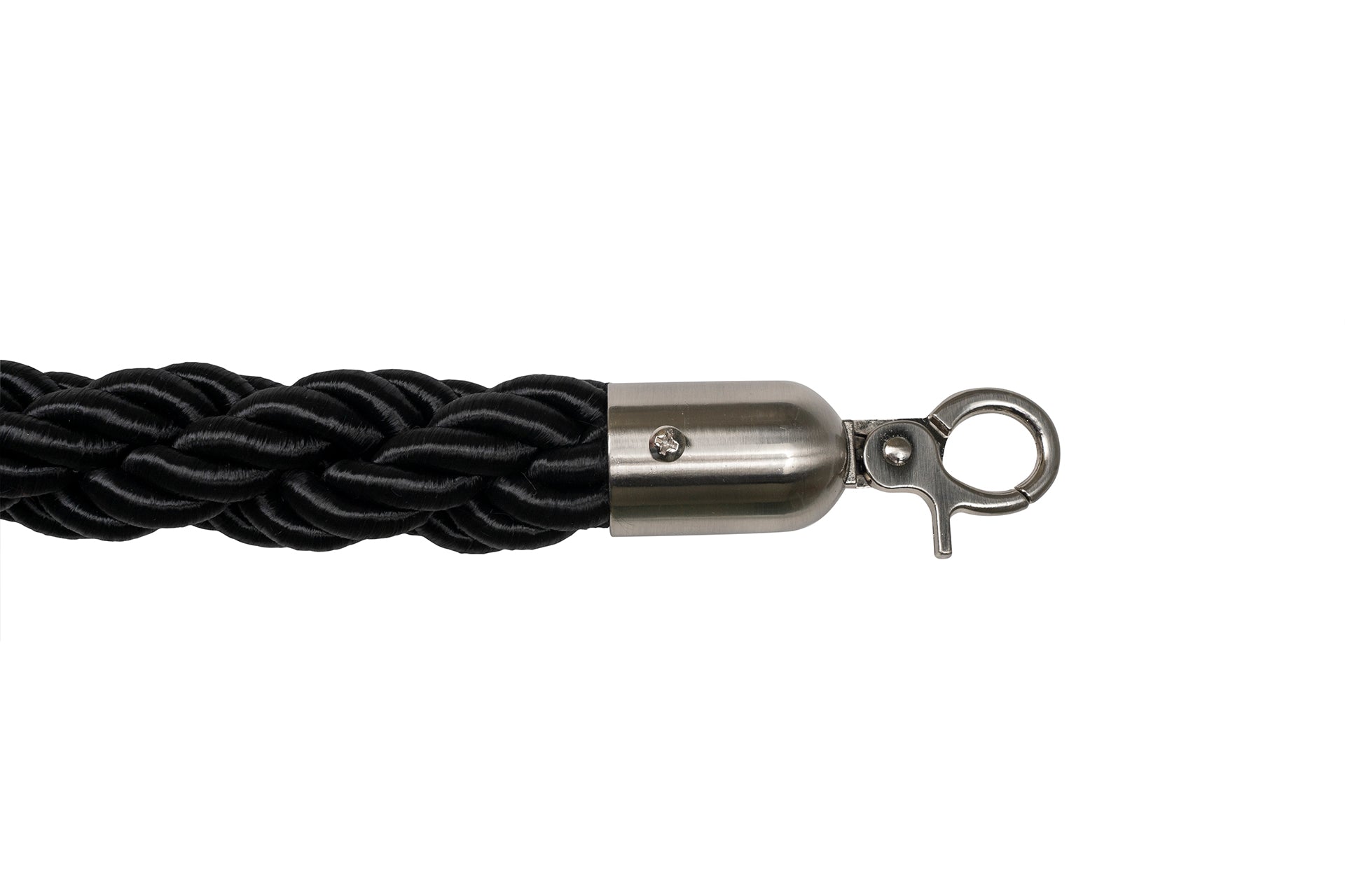 Gedrehtes Absperrseil | Schwarz - Gebürstet Chrom | Rote Teppiche