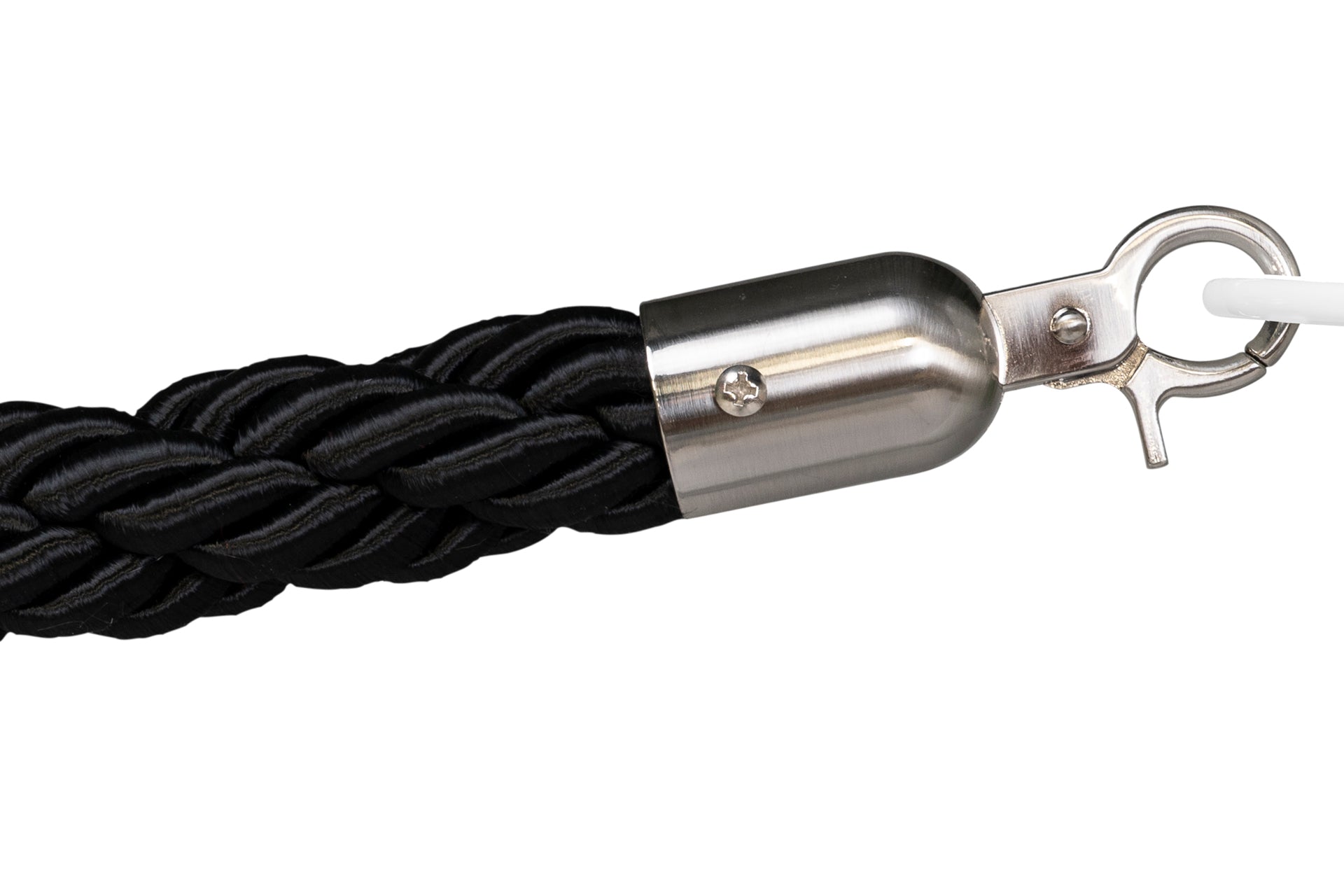 Gedrehtes Absperrseil | Schwarz - Gebürstet Chrom | Rote Teppiche