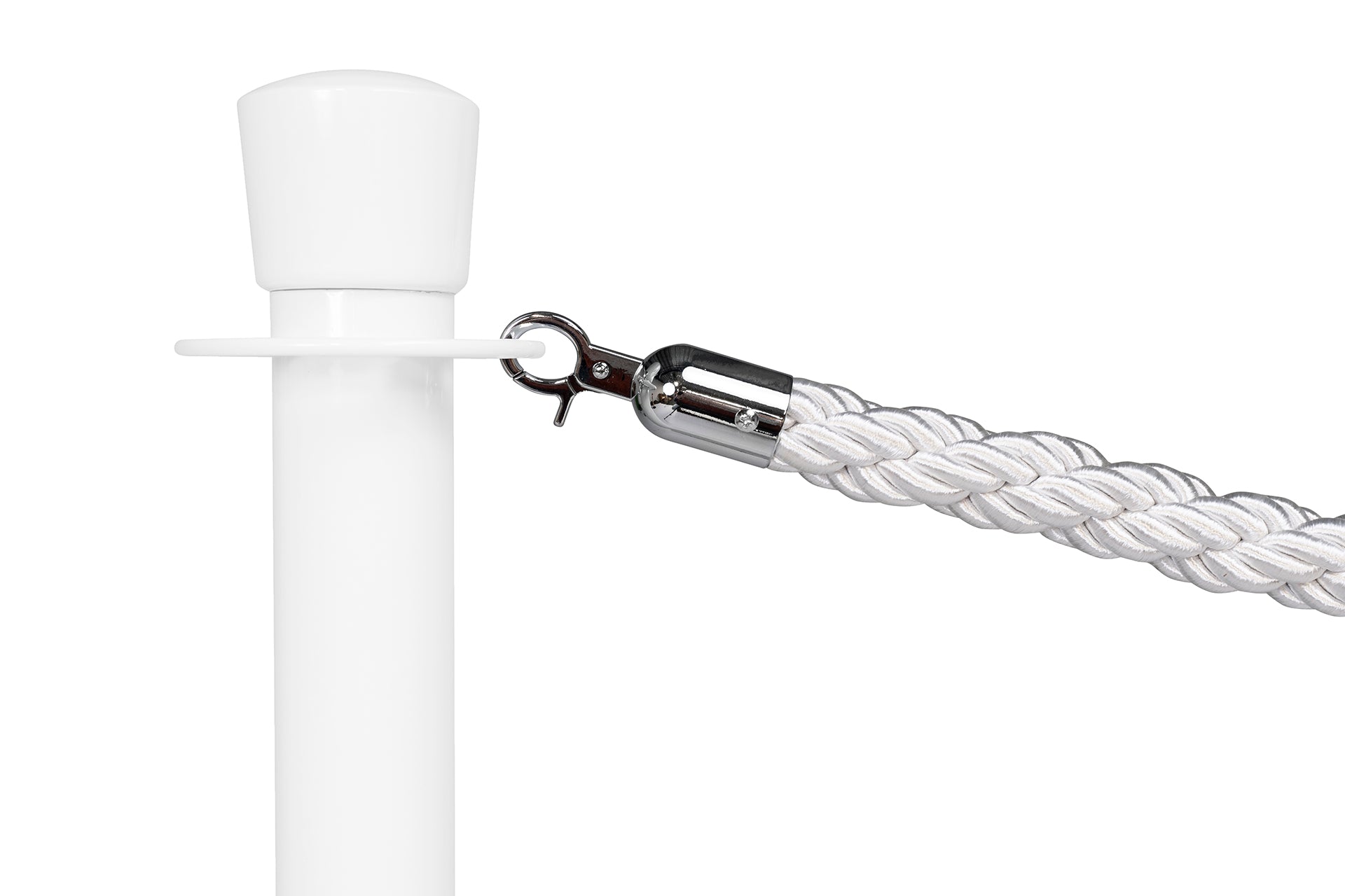 Gedrehtes Absperrseil | Weiß - Chrom | Rote Teppiche