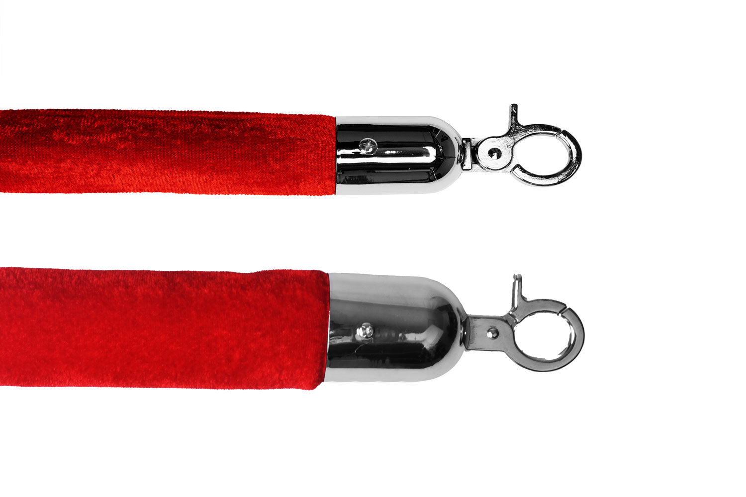 Luxuriöses Absperrseil aus Velours | Rot - Chrom | Rote Teppiche