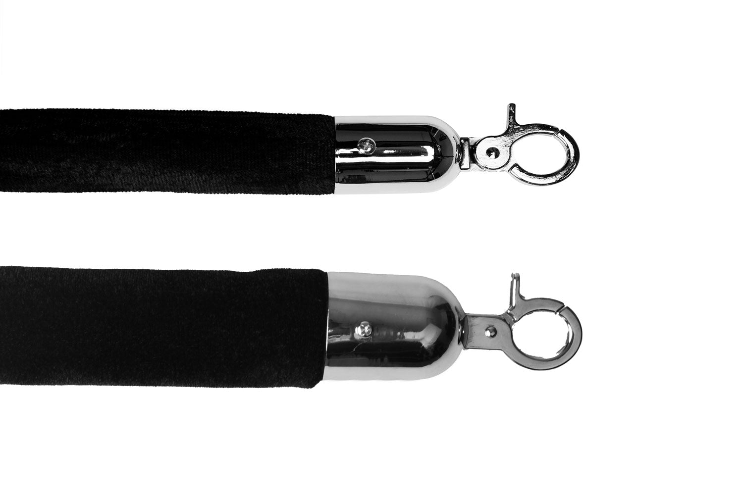 Luxuriöses Absperrseil aus Velours | Schwarz - Chrom | Rote Teppiche