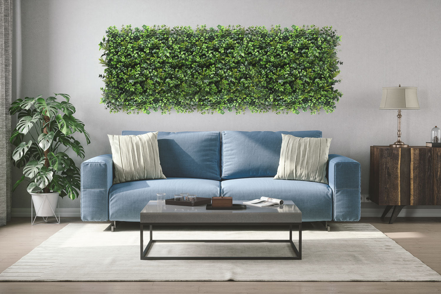 Modulare Kunstpflanzen-Hecke | Mix Vert | Rote Teppiche