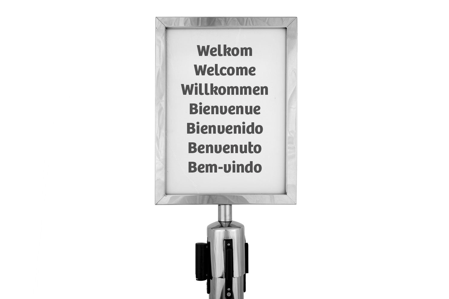 Posterrahmen A4 hoch für Gurtband | Chrom | Rote Teppiche