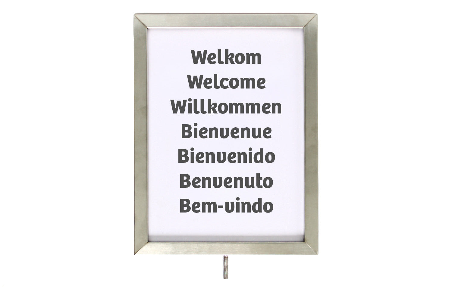 Posterrahmen A4 hoch für Seil | Gebürstetes Chrom | Rote Teppiche