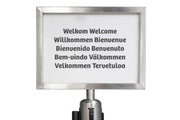 Posterrahmen A4 quer für Gurtband | Gebürstetes Chrom | Rote Teppiche