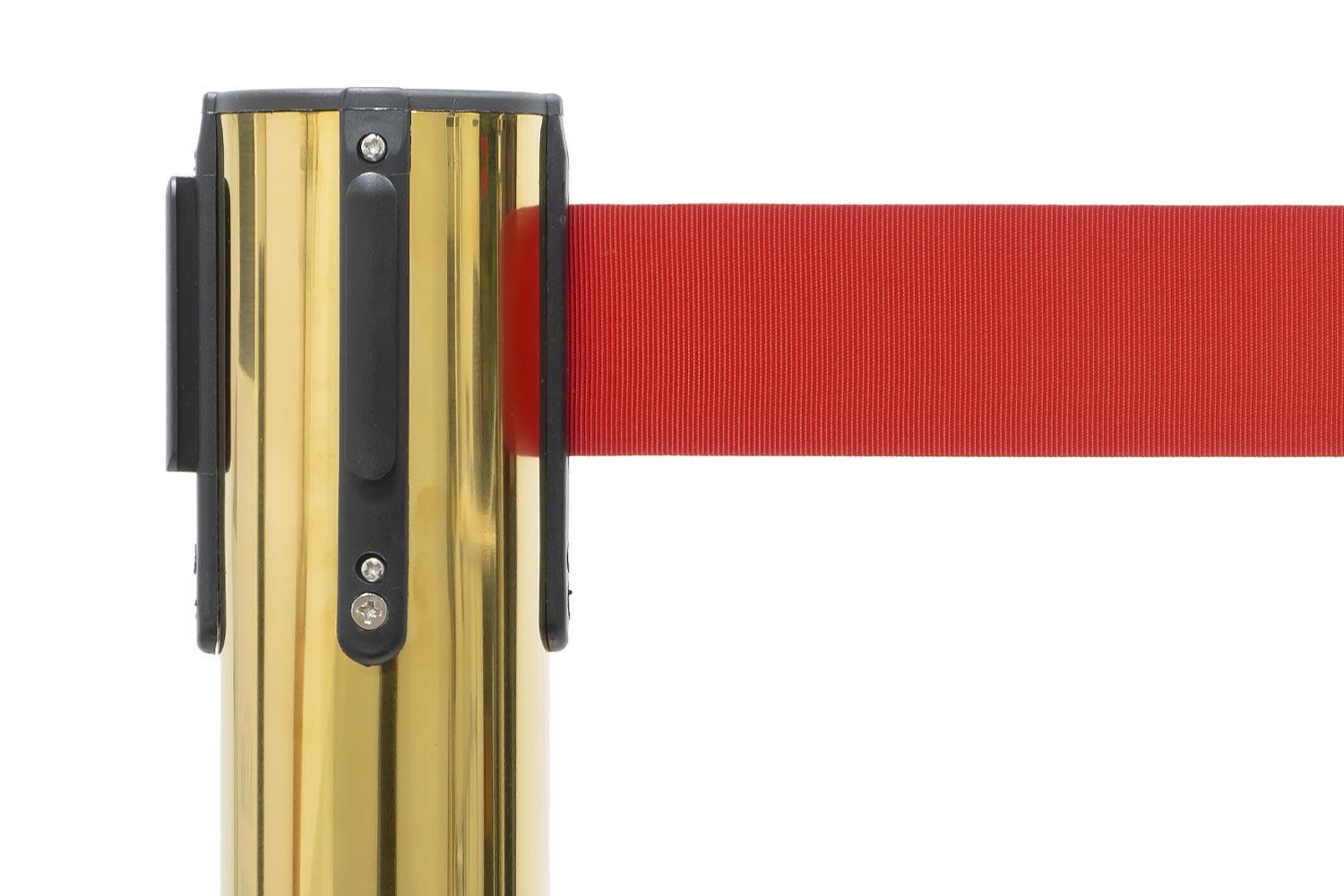 Set Absperrpfosten mit Gurtband | Messing - Rot | Rote Teppiche